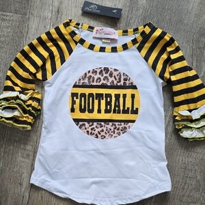 NWT! Yellow and Black Striped Football Tee 12-18m